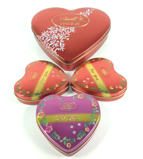 Heart Tin Boxes With Fake Diamonds