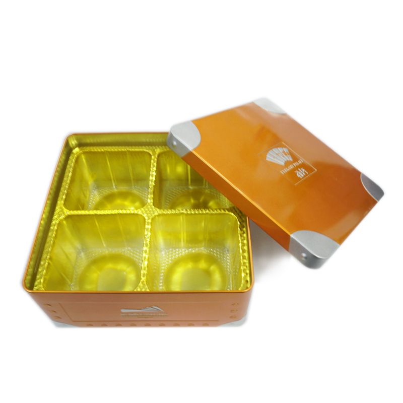 Square food storage tin container