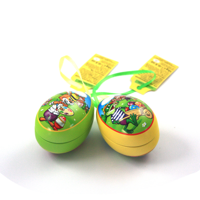 Popular Small Easter Egg Tin with Ribbon