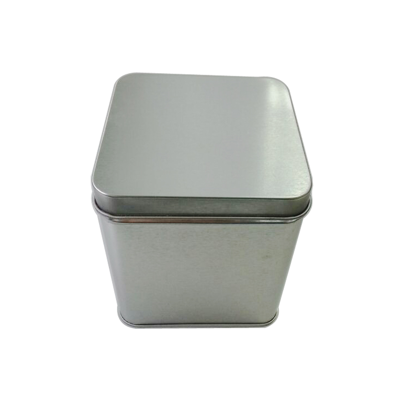 silver plain square tin box