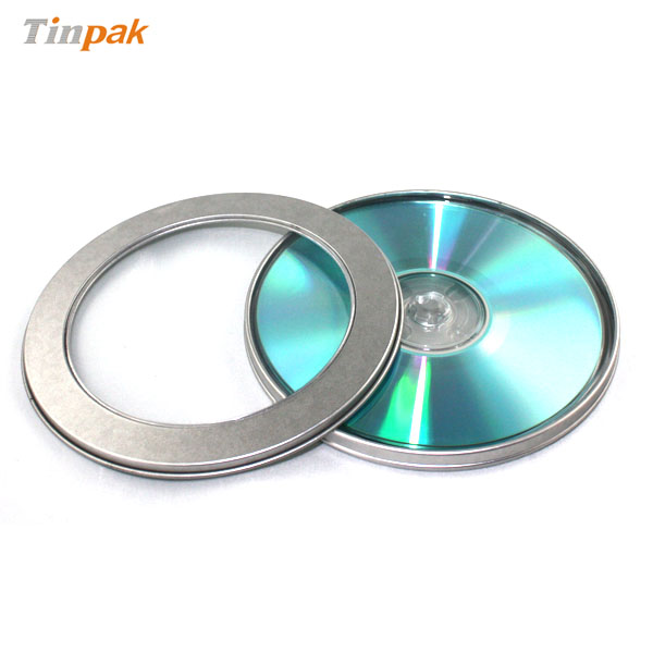 round metal CD case with clear window