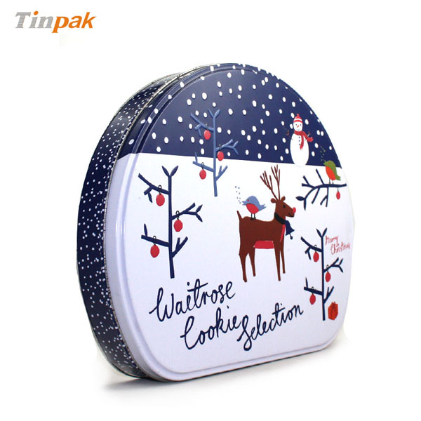 Custom shaped christmas tin box