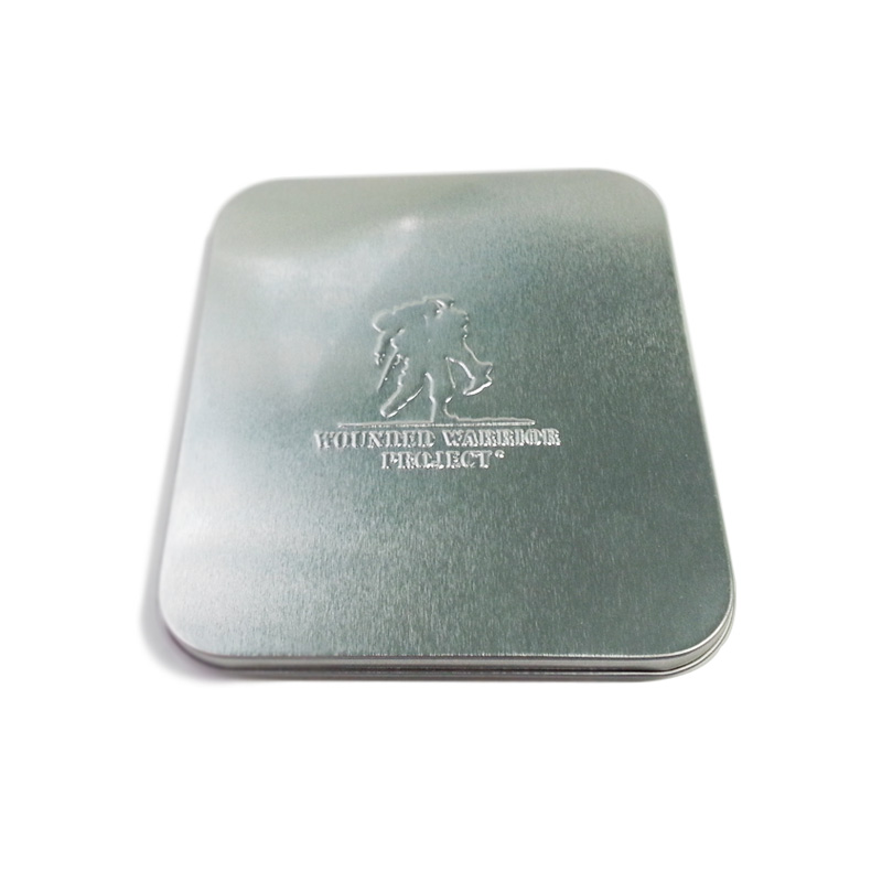 Plain rectangular hinged lid CD tin holder