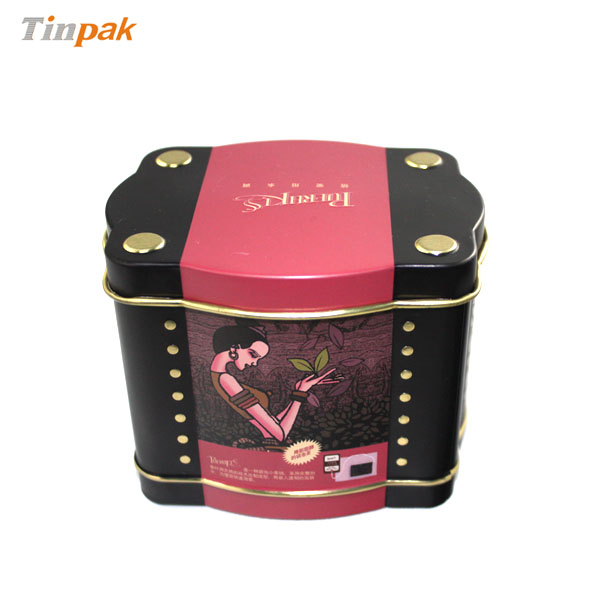 custom shaped tea tin container