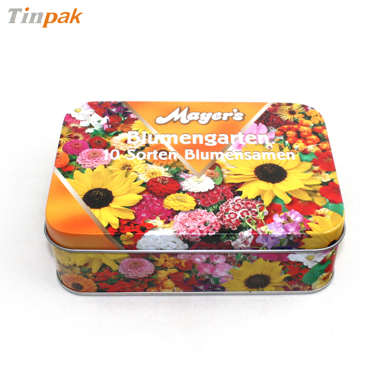 printed rectangular candy tin box