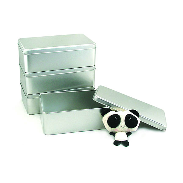 silver plain metal storage tin container