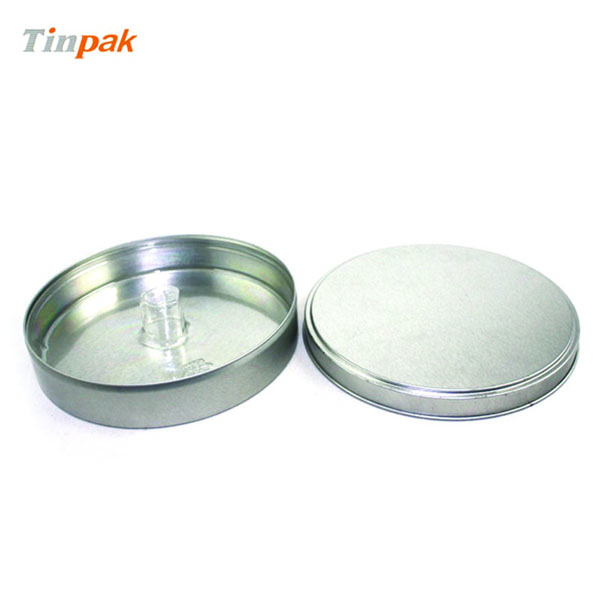 round metal plain CD tin box with inner tray