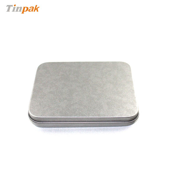 rectangular silver plain business card tin case