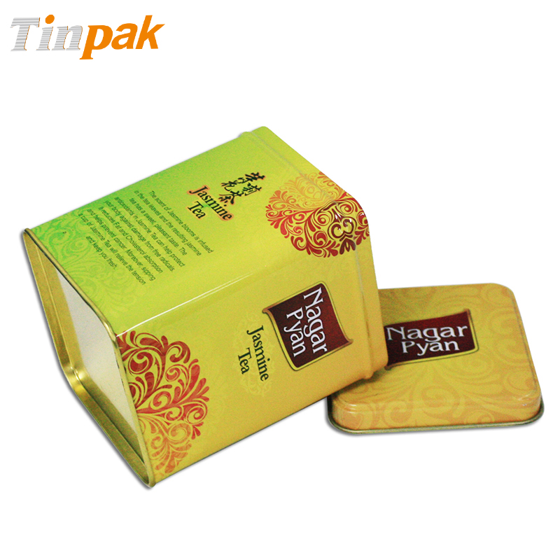 fancy square tea tin box