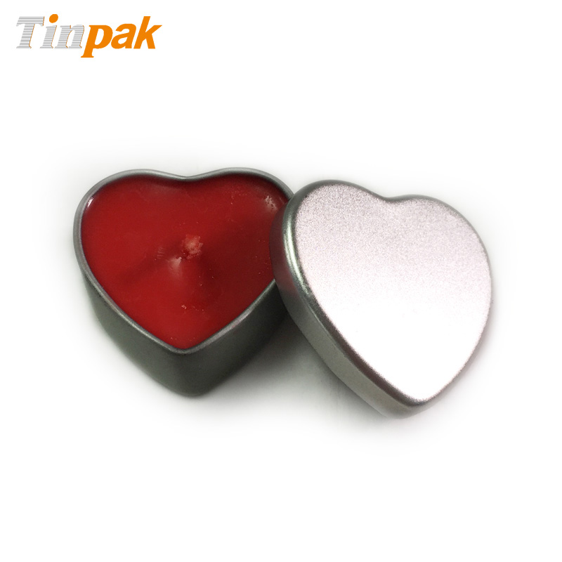 Plain mini heart shape candle tin