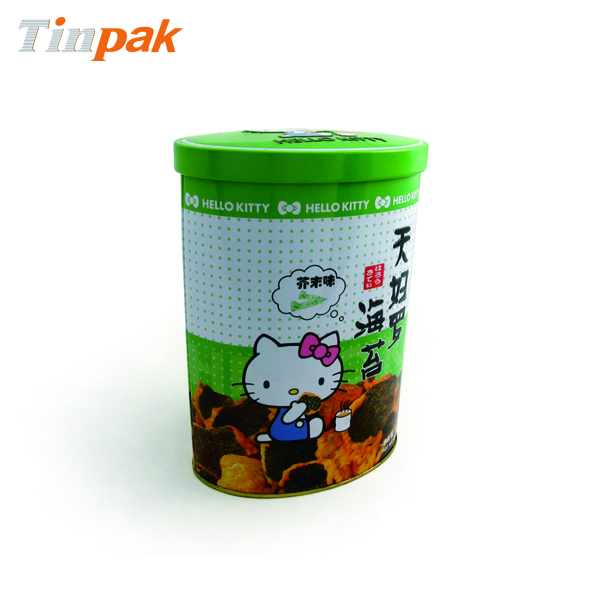 Lovely Oval Shaped Hello Kitty Seaweed Tin Box