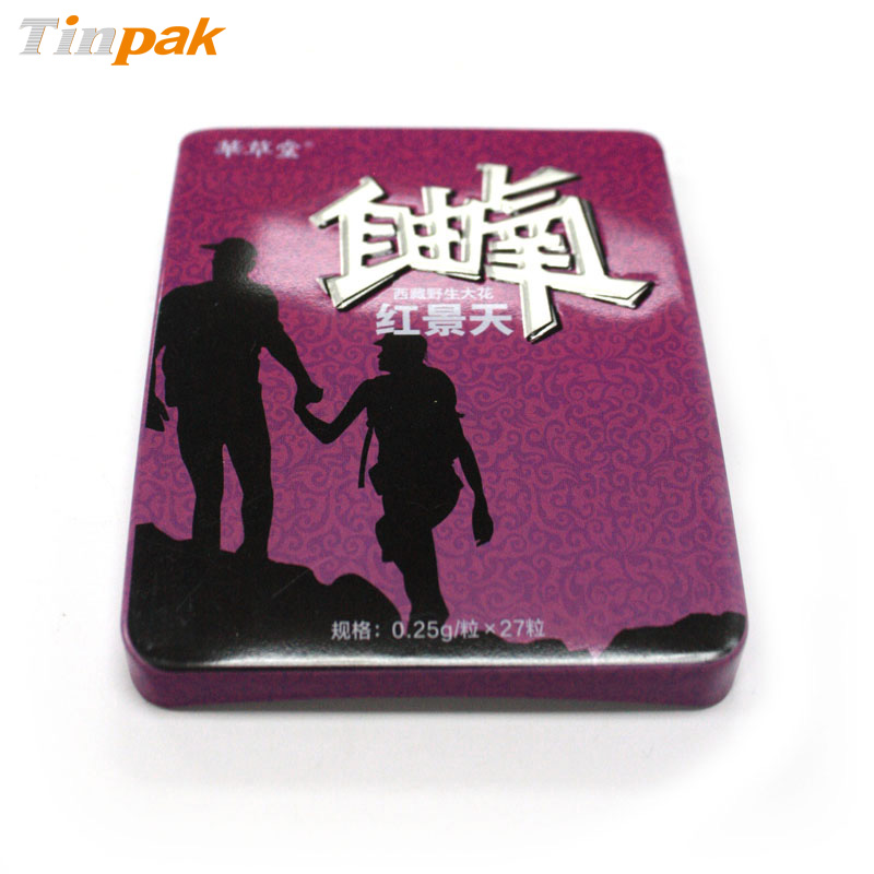 Economical metal pills tin with slide lid