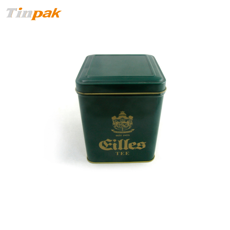 Bespoke square hinged tea tin box