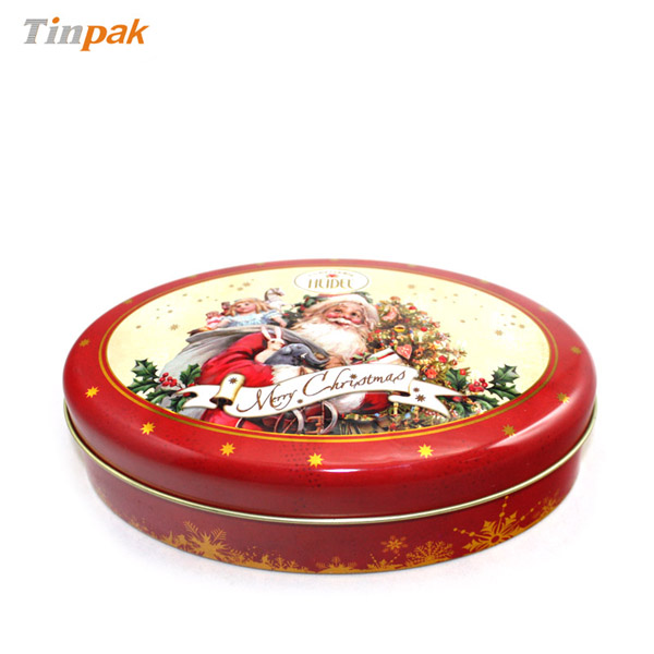 small embossed oval chocolate tin