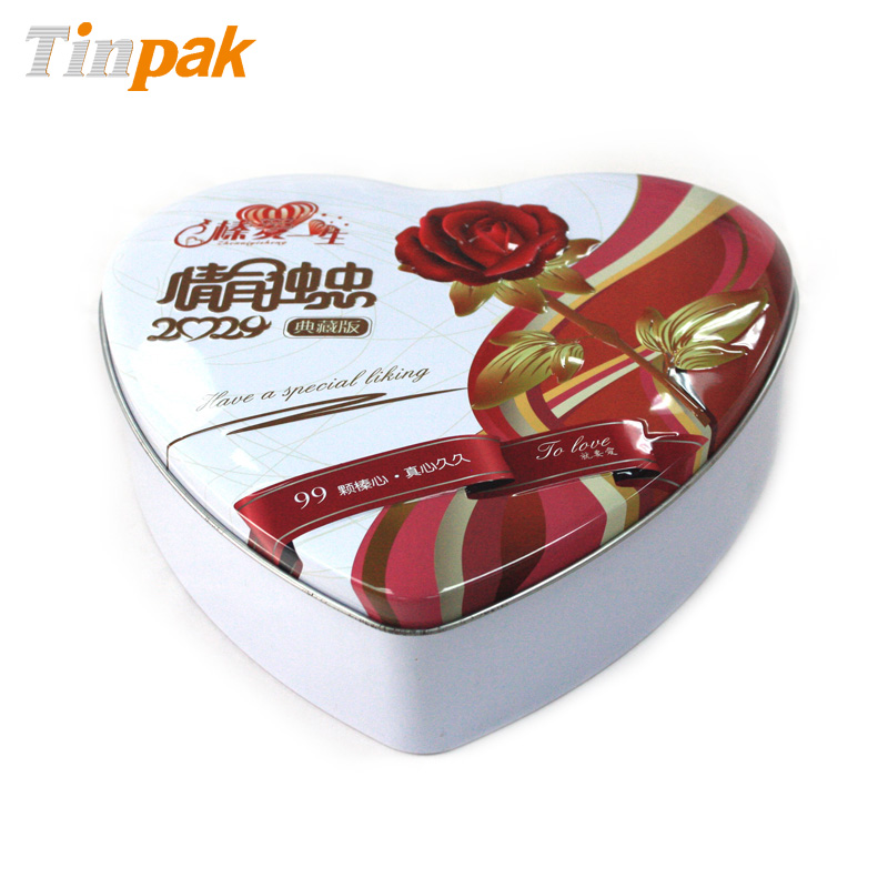 embossed heart chocolate tin cans