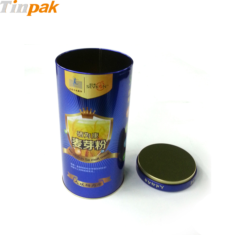 colorful round powder tin with Pillow lid