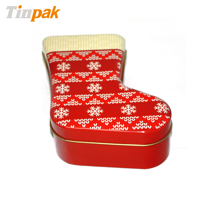 Sock shaped Christmas cookie tins with lid