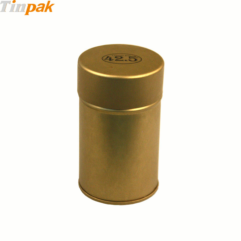 Copper Color Round tea tin container with inner lid