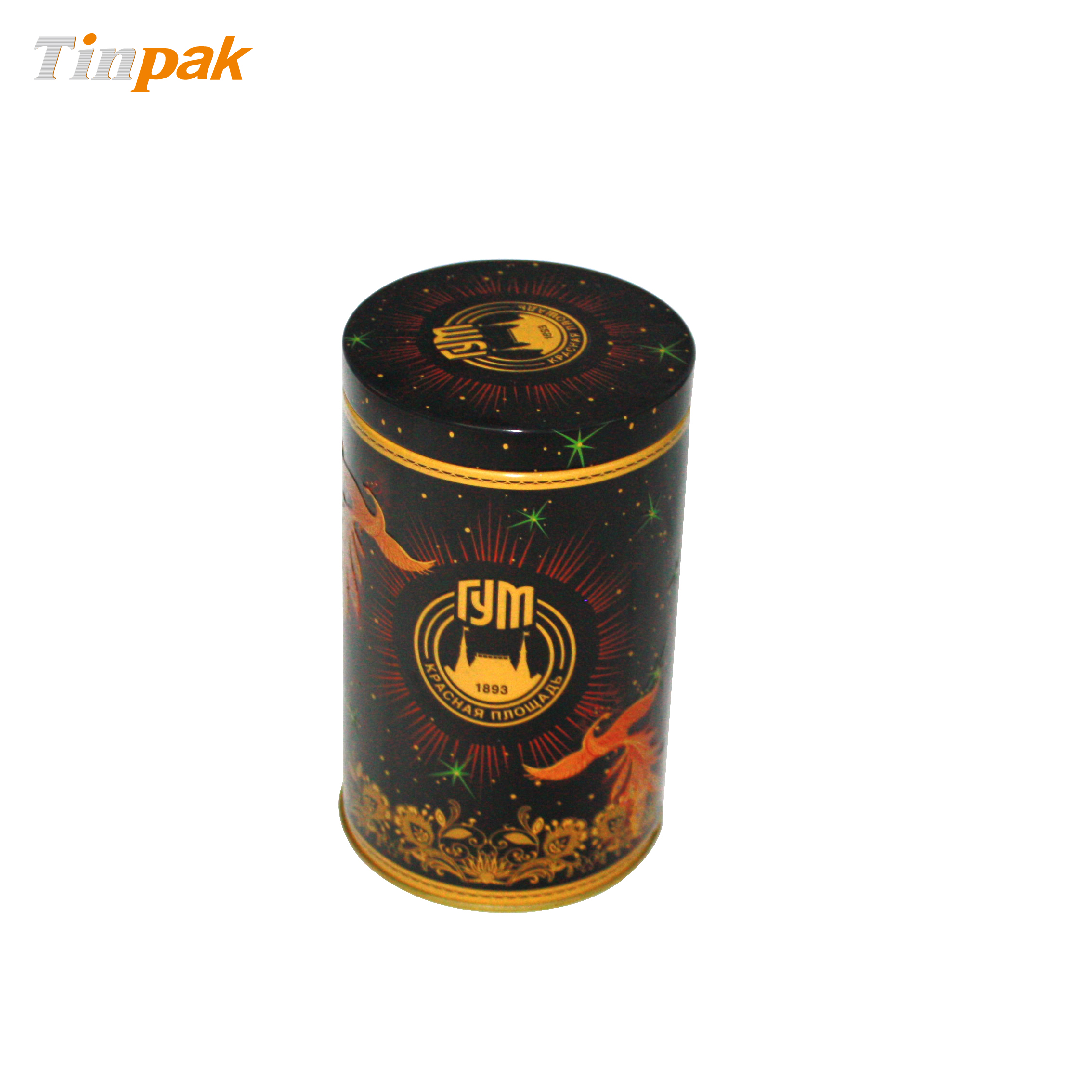 Round Custom Tea Tin with Plus Lid