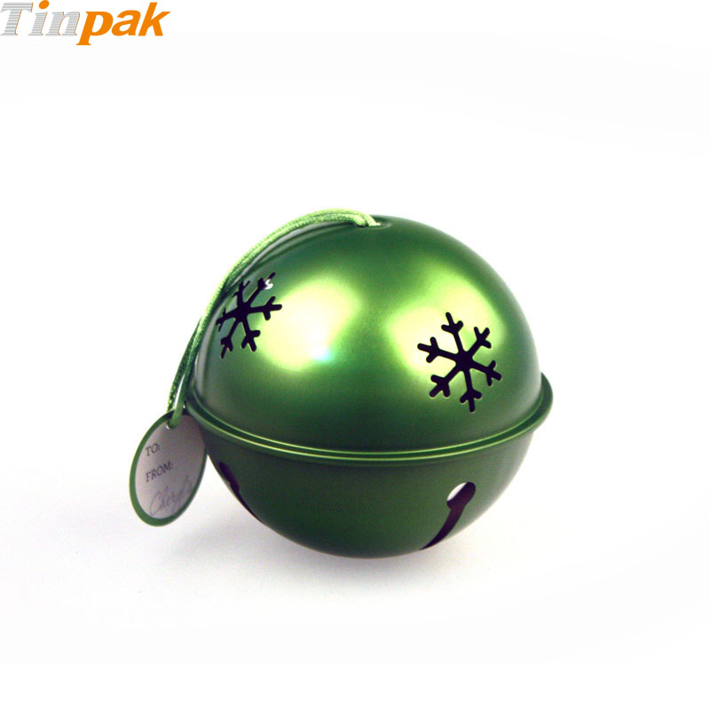 Hot Sale Bauble Shaped Christmas Tin Boxes with Ribbon