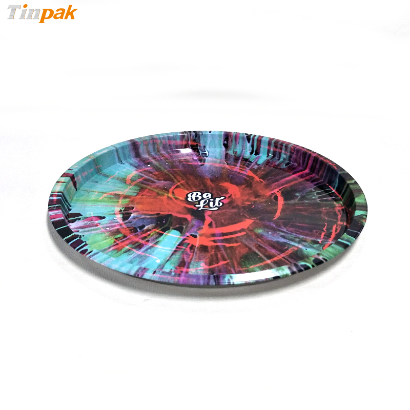 2018 hot sale round custom metal serving tray