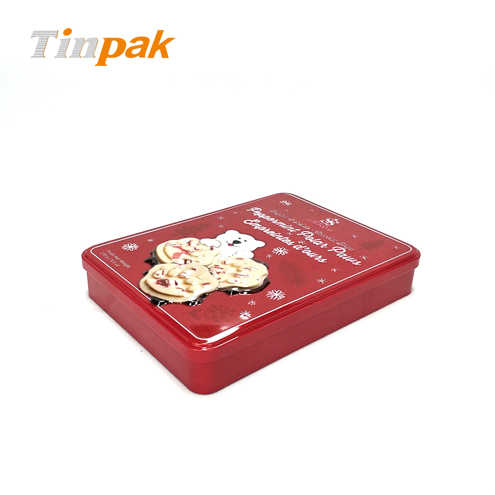 3D emboss rectangle chocolate tin can for gifts