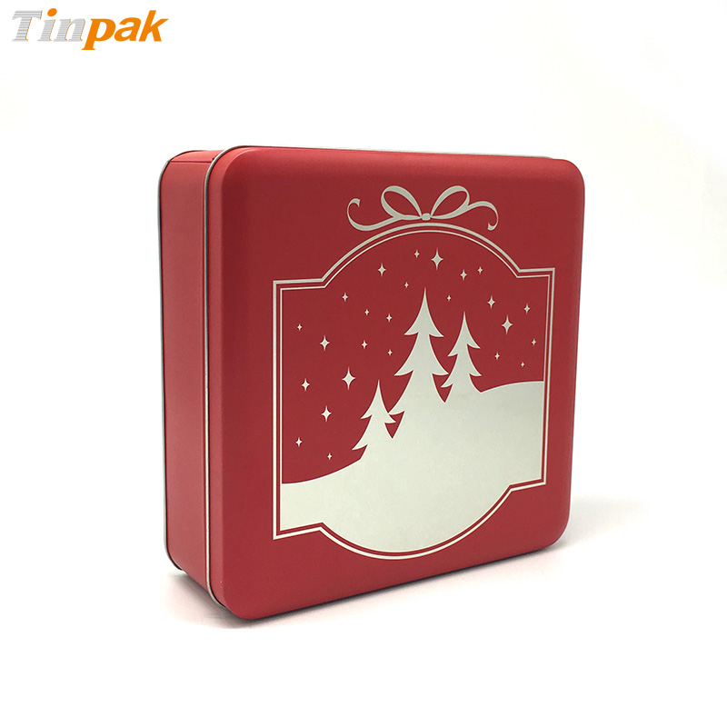 Decorative Christmas gift tin box for candy or chocolates packing