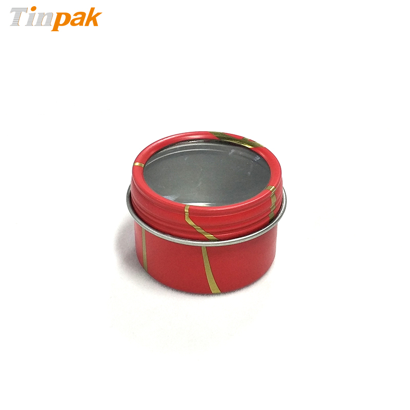 Round Seamless Screw Top Tin box with clear window