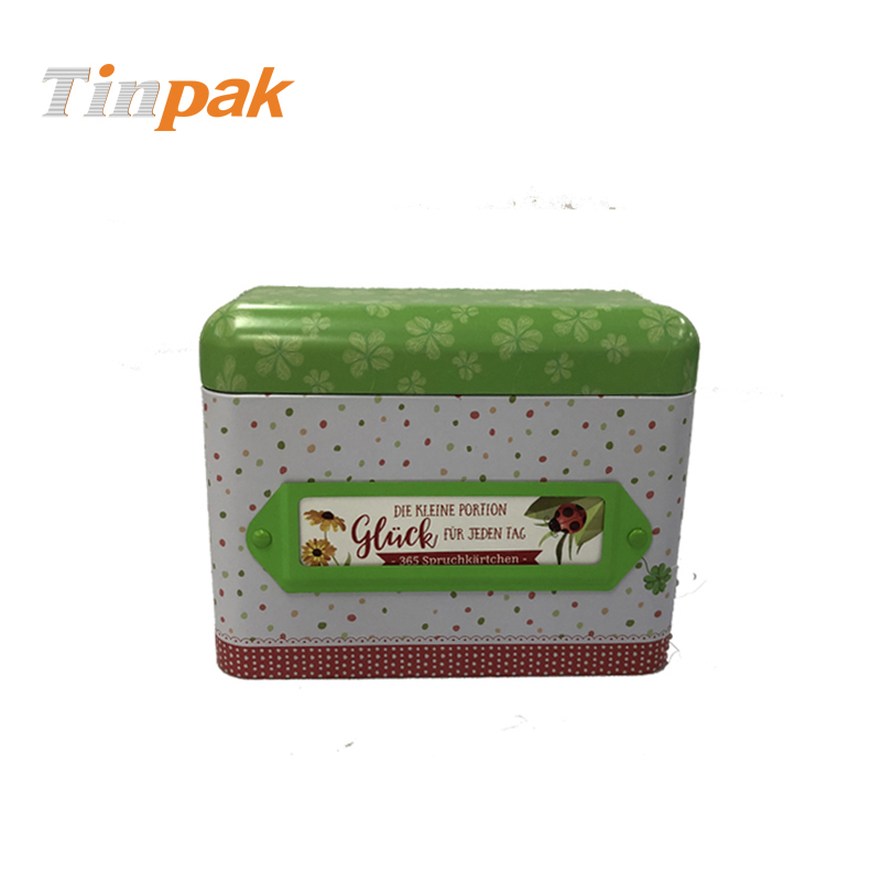 Premium gift paper cards packaging tin box with hinge