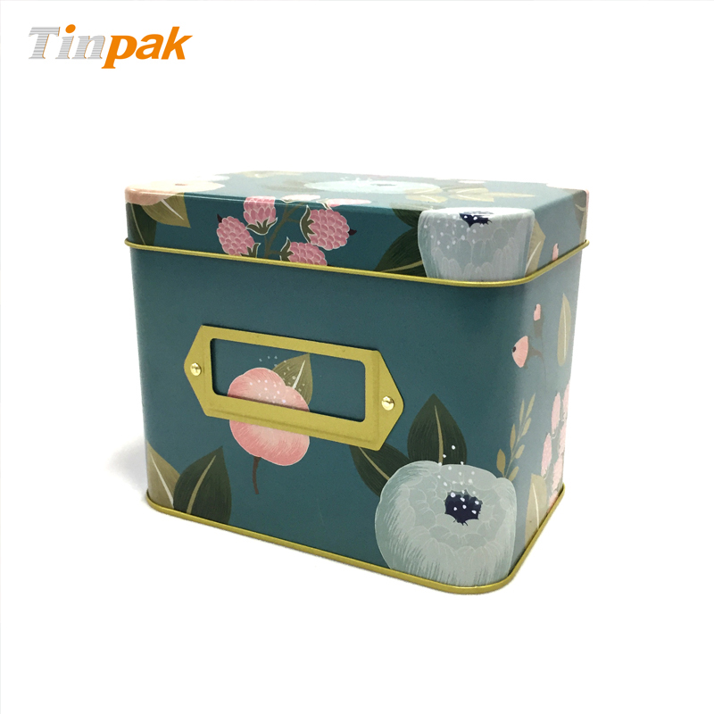 Decorative large rectangle card tin recipe tin box from china supplier