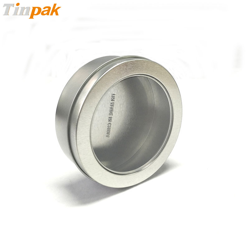 Silver Round Scented Candle Tins with Clear Lid